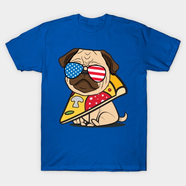 Pug Pizza USA!! T-Shirt by Plushism